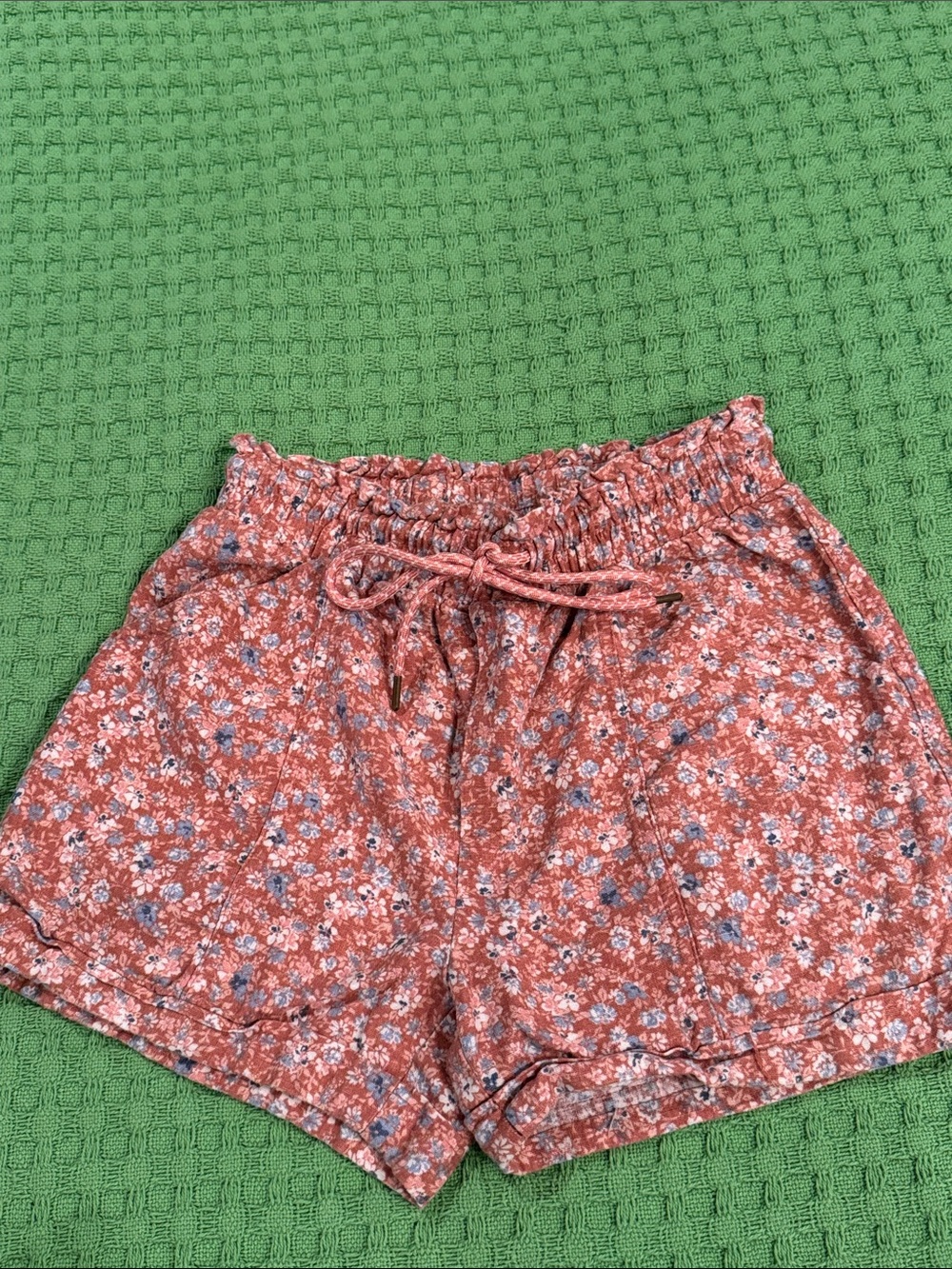 Rewind Rust Floral Drawstring Shorts